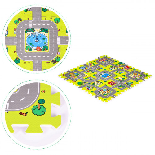 Penové puzzle, podložka - Mesto, 9 dielov