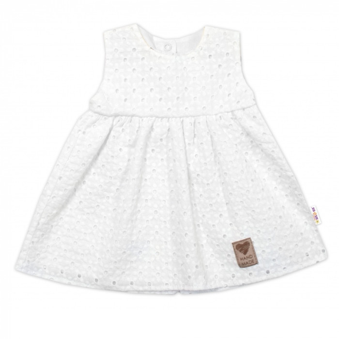 Baby Nellys Ľahké Handmade šatičky Madeira, biele, veľ. 104