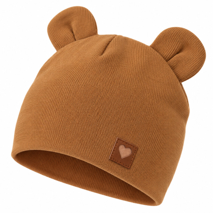 Z & Z Dvojvrstvová bavlnená čiapočka LOVE TEDDY, medová horčica