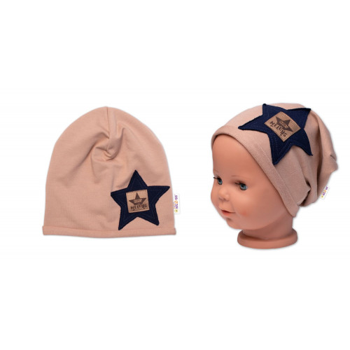 Detská čiapka bavlna, Baby Star, Baby Nellys, cappuccino