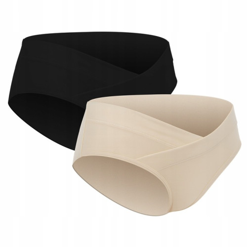 Nohavičky pre tehotné Canpol babies MumFit pohodlné 2 ks, čierne, béžové - XL