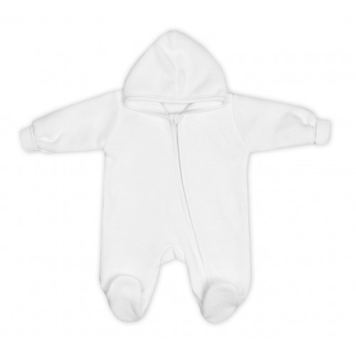 Pletený overal s kapucňou, CUTE - biely
