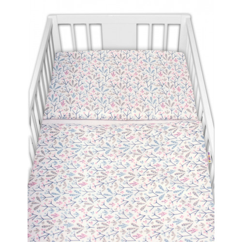 3-dielna sada - mantinel s obliečkami Kalina - biela, 120x90 cm