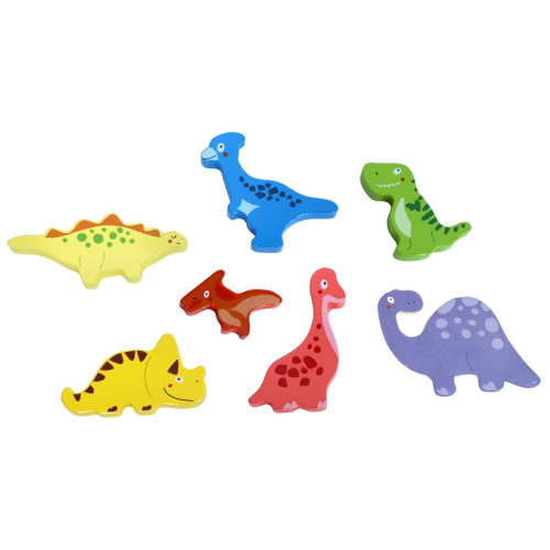 Drevené puzzle Dinosaury prepojiteľné, 7 dielov