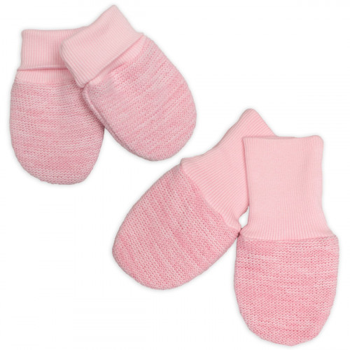 Pletené dojčenské rukavičky veľ. 56/68 - 1 pár, ružový melírok