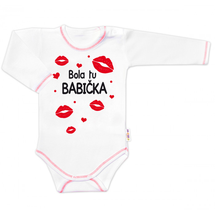 Body dlhý rukáv s vtipným textom Baby Nellys, Bola tu BABIČKA