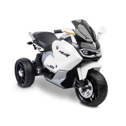 Elektrická trojkolka pre deti TOYZ – 2 motory, LED, USB, biela