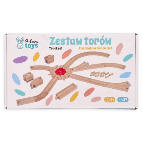 Drevená súprava koľajníc, 37 dielov – Adam Toys