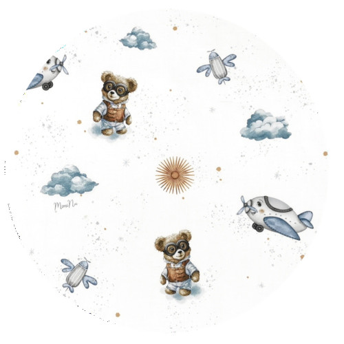 Novorodenecká zavinovačka, bavlna, Méďa pilot - biela, modrá