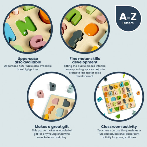Bigjigs Toys Drevené puzzle malé písmená - abc