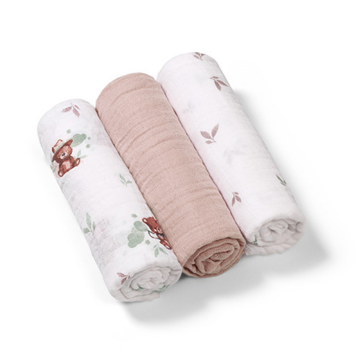 Mušelínové plienky BabyOno, Super Soft béžové, 100% bavlna, 3 ks x 70x70 cm, Medvedík II