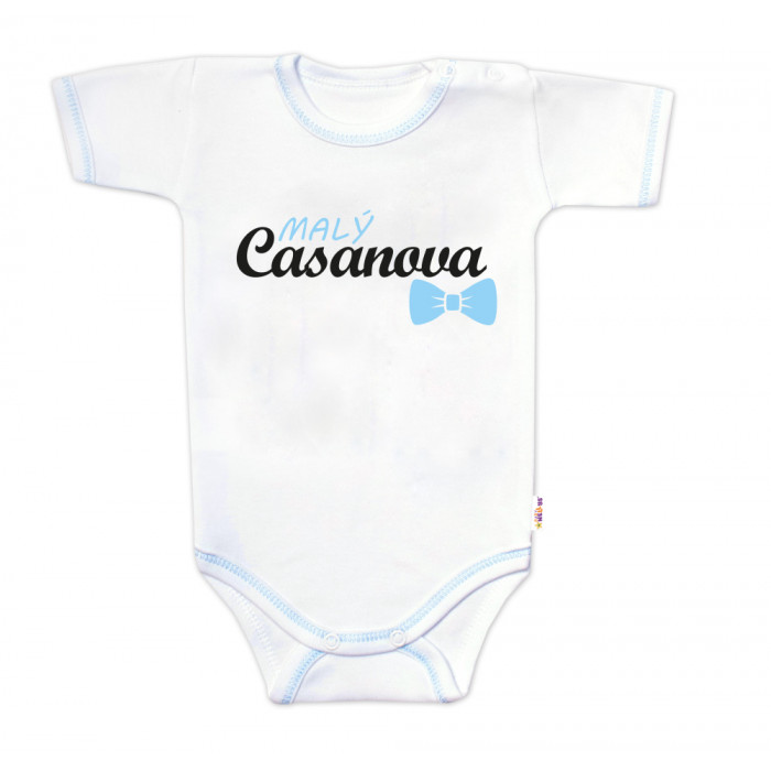 Body krátky rukáv s vtipným textom Baby Nellys, Malý Casanova, chalan, veľ. 68