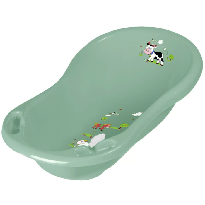 Keeeper Detská vanička Funny Farm s výpustou 84 cm - khaki