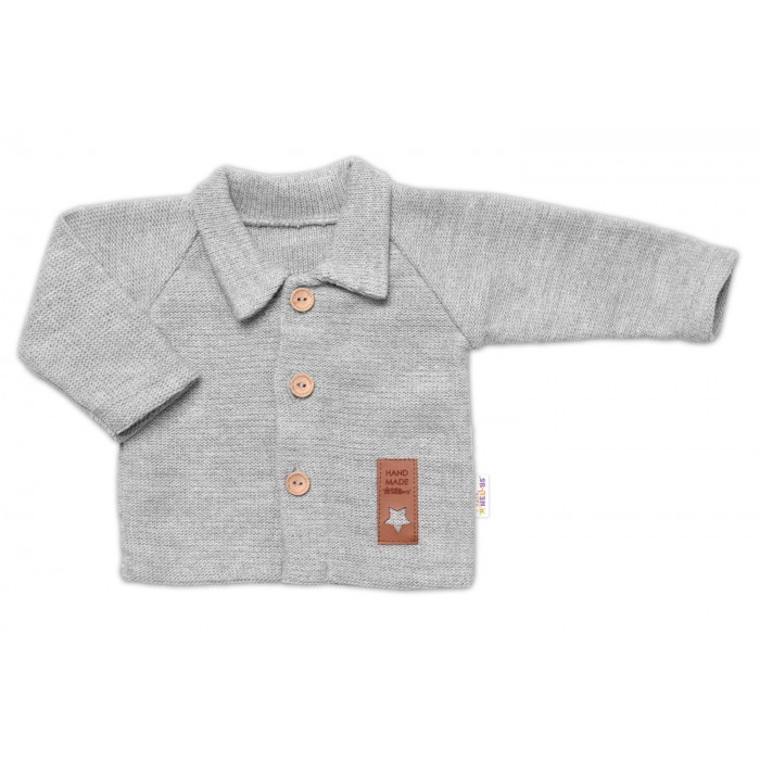 Pletený svetrík s gombíkmi Boy, Baby Nellys, sivý, veľ. 74