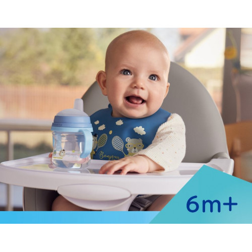 Nevylievací hrnček Canpol Babies s mäkkým náustkom - Bonjour, modrý, 150 ml