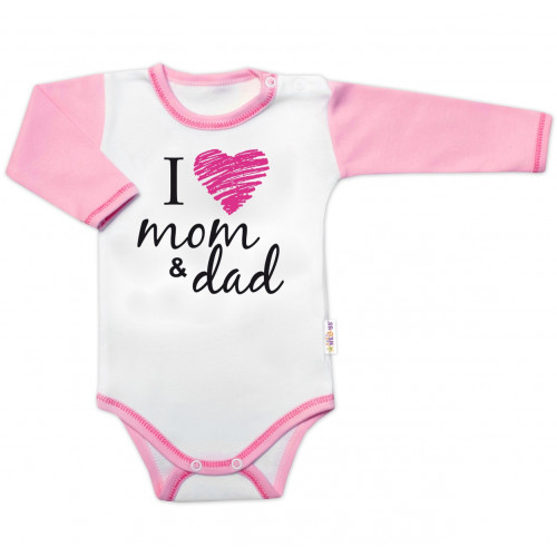 Body dlhý rukáv Baby Nellys, I love mom & dad, holka, veľ. 68