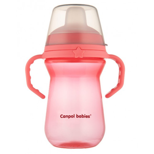 Nevylievací hrnček Canpol Babies s mäkkým náustkom, ružový, 250 ml