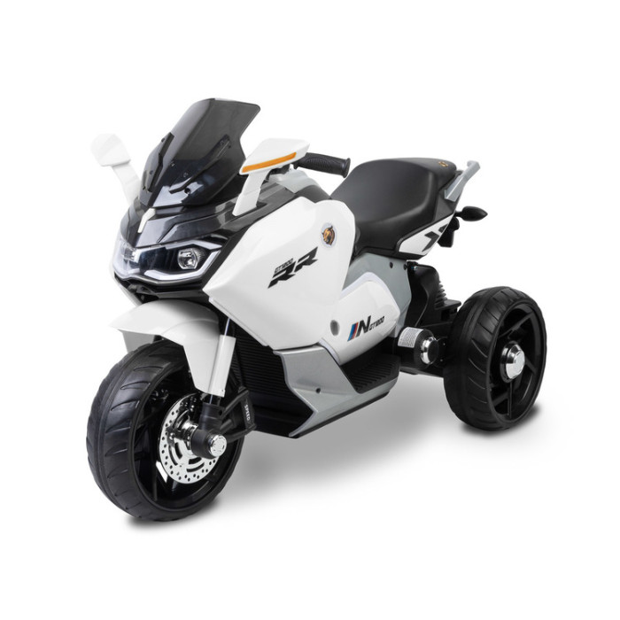 Elektrická trojkolka pre deti TOYZ – 2 motory, LED, USB, biela