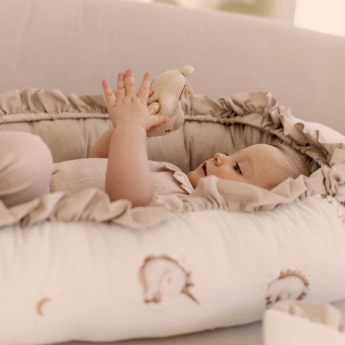 Hniezdočko pre bábätko, bavlnené, obojstranné, Jednorožec, béžový