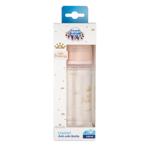 Dojenčenská fľaša 240 ml, ROYAL BABY Little Princess antikoliková, ružová