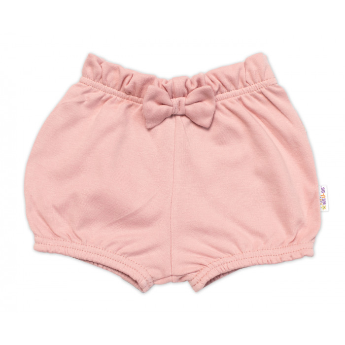Kraťasky s mašličkou Baby Nellys, bavlna, púdrové, veľ. 86