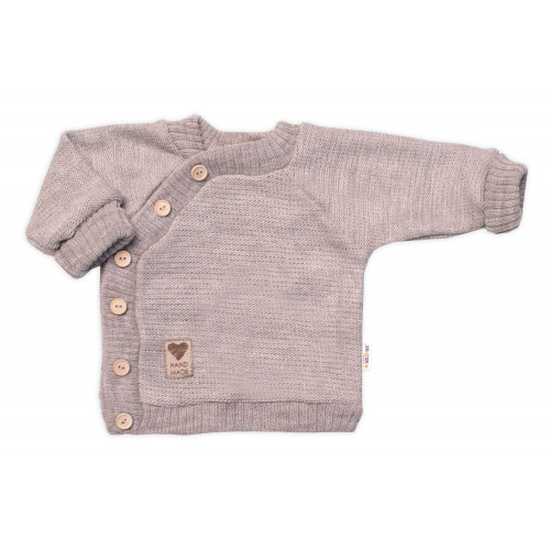 Detský pletený svetrík s gombíkmi, zap. bokom, Handmade Baby Nellys, béžový