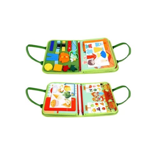 Senzorická busy kniha látková 2Kids Toys – gombíky, zipsy, šnúrky, Safari