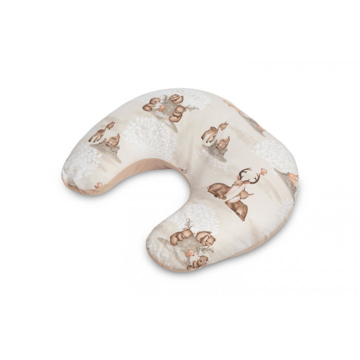 Dojčiaci vankúš, podkova, mušelín, bavlna - Zábava v lese, béžový