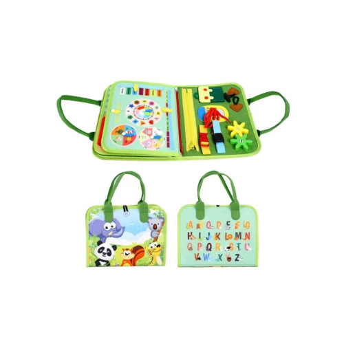 Senzorická busy kniha látková 2Kids Toys – gombíky, zipsy, šnúrky, Safari