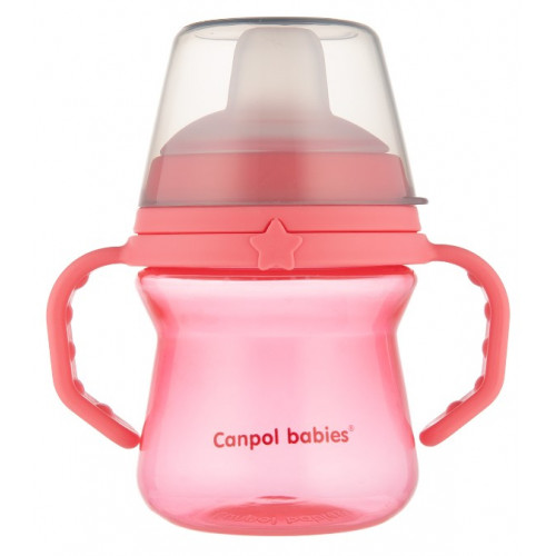 Nevylievací hrnček Canpol Babies s mäkkým náustkom, ružový, 150 ml