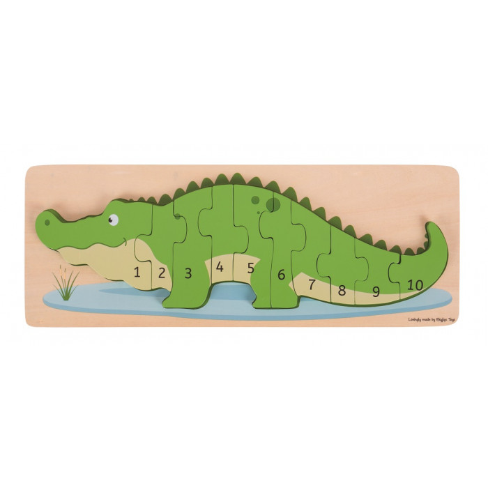 Bigjigs Toys Vkladacie puzzle krokodíl s číslami