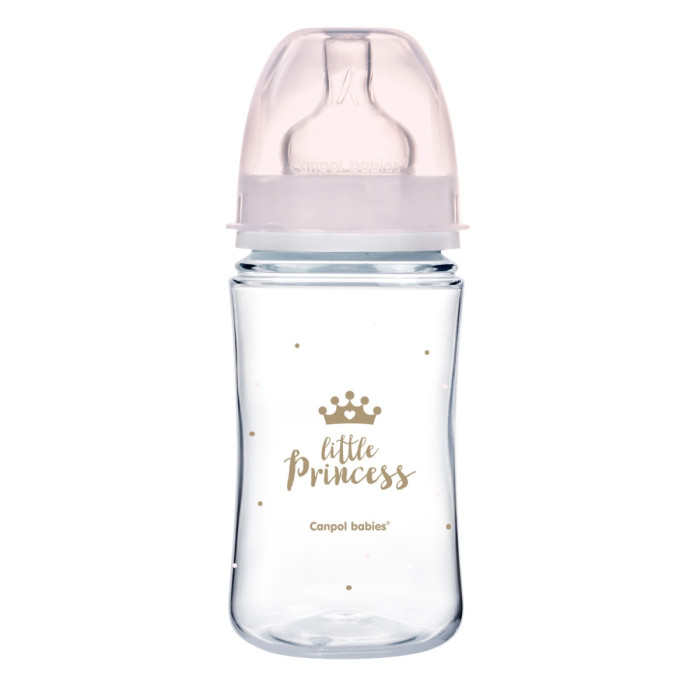 Dojenčenská fľaša 240 ml, ROYAL BABY Little Princess antikoliková, ružová