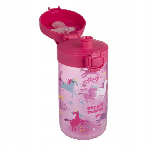 Junior fľaša na pitie 400 ml s pítkom 30m+ – detská fľaša, plastová, ružová