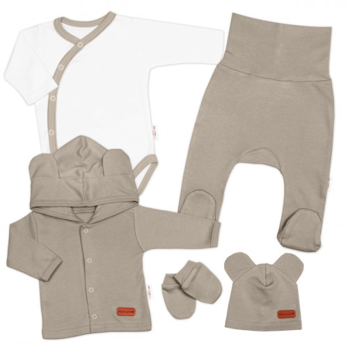 Bavlnená súprava pre bábätko do pôrodnice 5D, Made with love, béžová, veľ. 62