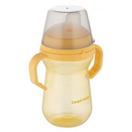 Nevylievací hrnček Canpol Babies s mäkkým náustkom, žltý, 250 ml