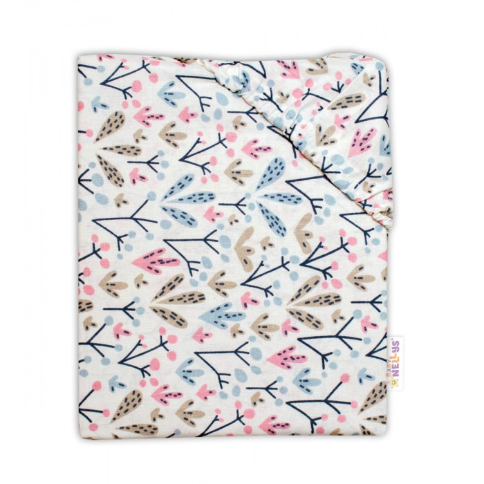 Baby Nellys bavlnené prestieradlo do postieľky Kalinka - biela