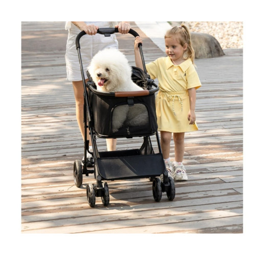 Qppet Bobbie Pet Stroller – kočík pre psy a mačky čierny, do 15 kg, skladací