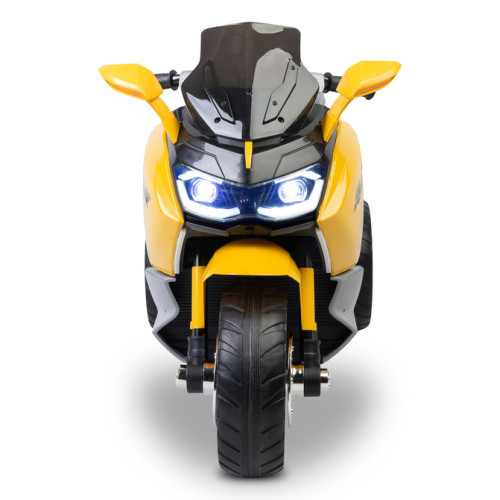 Elektrická trojkolka pre deti TOYZ – 2 motory, LED, USB, žltá