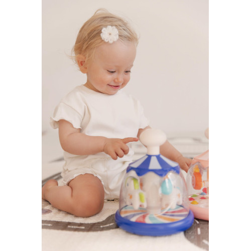 Toyz Edukačná hračka Vlčík s koníkmi – modrá, kolotoč, 6m+