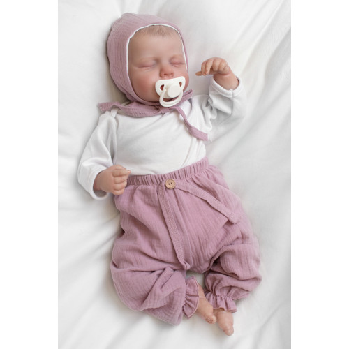 Mušelínová čiapočka na zaväzovanie bonetka Girl, Hand Made, púdrová, ružová, veľ. 62