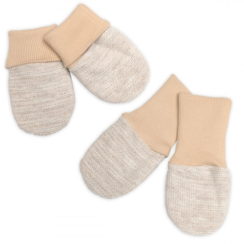 Pletené dojčenské rukavičky veľ. 56/68 - 1 pár, béžový melírok