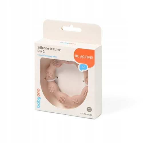 Silikónové hryzátko RING – prerezávanie zúbkov, BPA FREE, senzorické, béžové