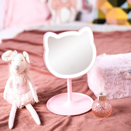 Kozmetické zrkadlo s ľad podsvietením, Pink Cat