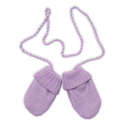 Baby Nellys Pletená čiapka so šálom a rukavičky 3v1, STAR - fialová