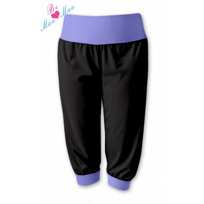 Be MaaMaa Športové 3/4 legíny CAPRI - čierne / lila Be MaaMaa Športové 3/4 legíny CAPRI - čierne / lila