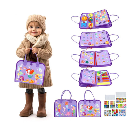 Motorická bábiková kniha látková – senzorická hračka pre deti 3+, 2Kids Toys - Morské pann