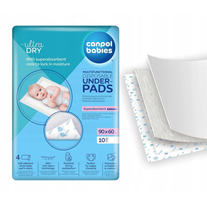 Multifunkčné hygienické podložky Canpol babies 90×60 cm, 10 ks