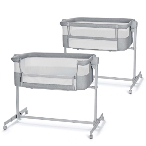Prístavná postieľka 2v1 Kinderkraft NESTE UP 2 Light Grey s matracom