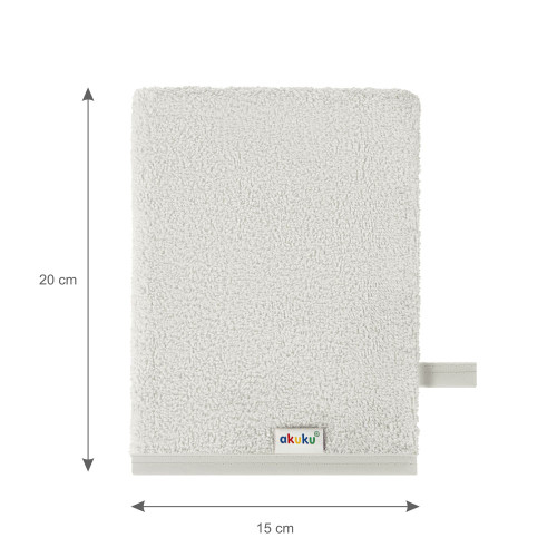Detská umývacia rukavica XL Akuku – 100 % bavlna, 15×20 cm, od narodenia, sivá