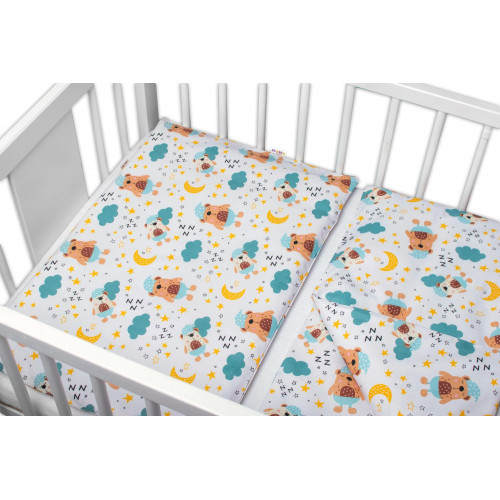 3-dielna sada - mantinel s obliečkami Sny medvedíkov - hnedá, biela, 120x90 cm